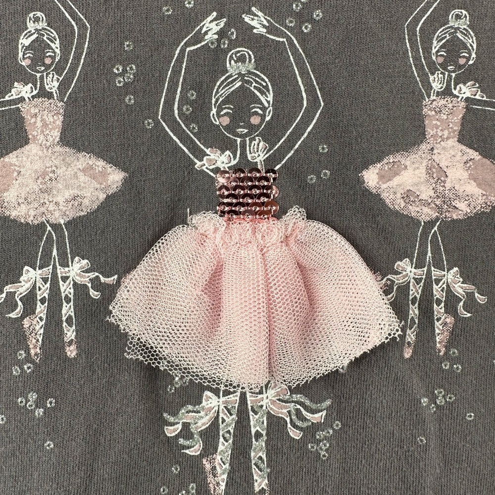 Ballerina appliqué long sleeve cotton top size 6-7Y by Maggie & Zoe